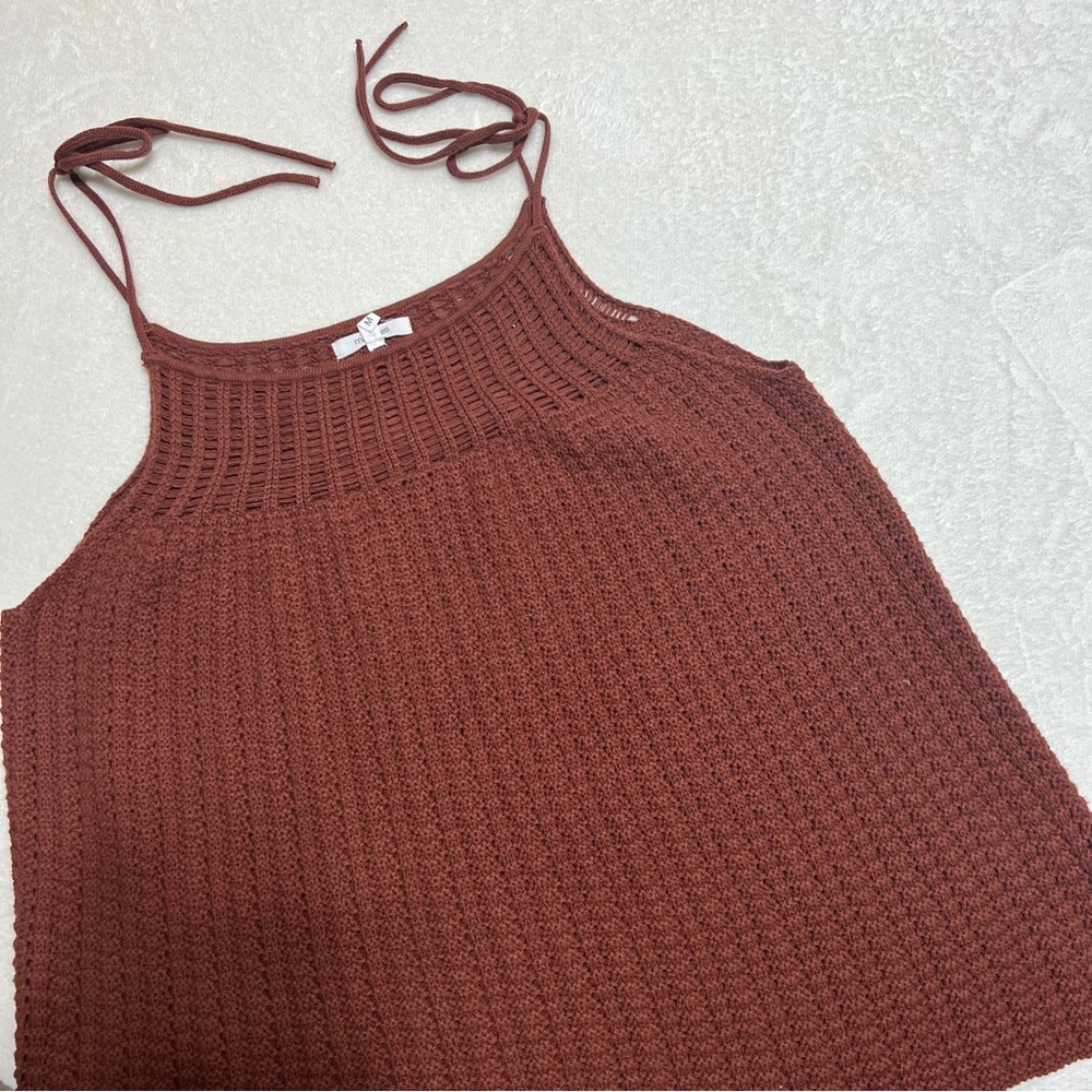 Maurice’s Rust Knit/Crochet Tank Top with Tie Straps H17